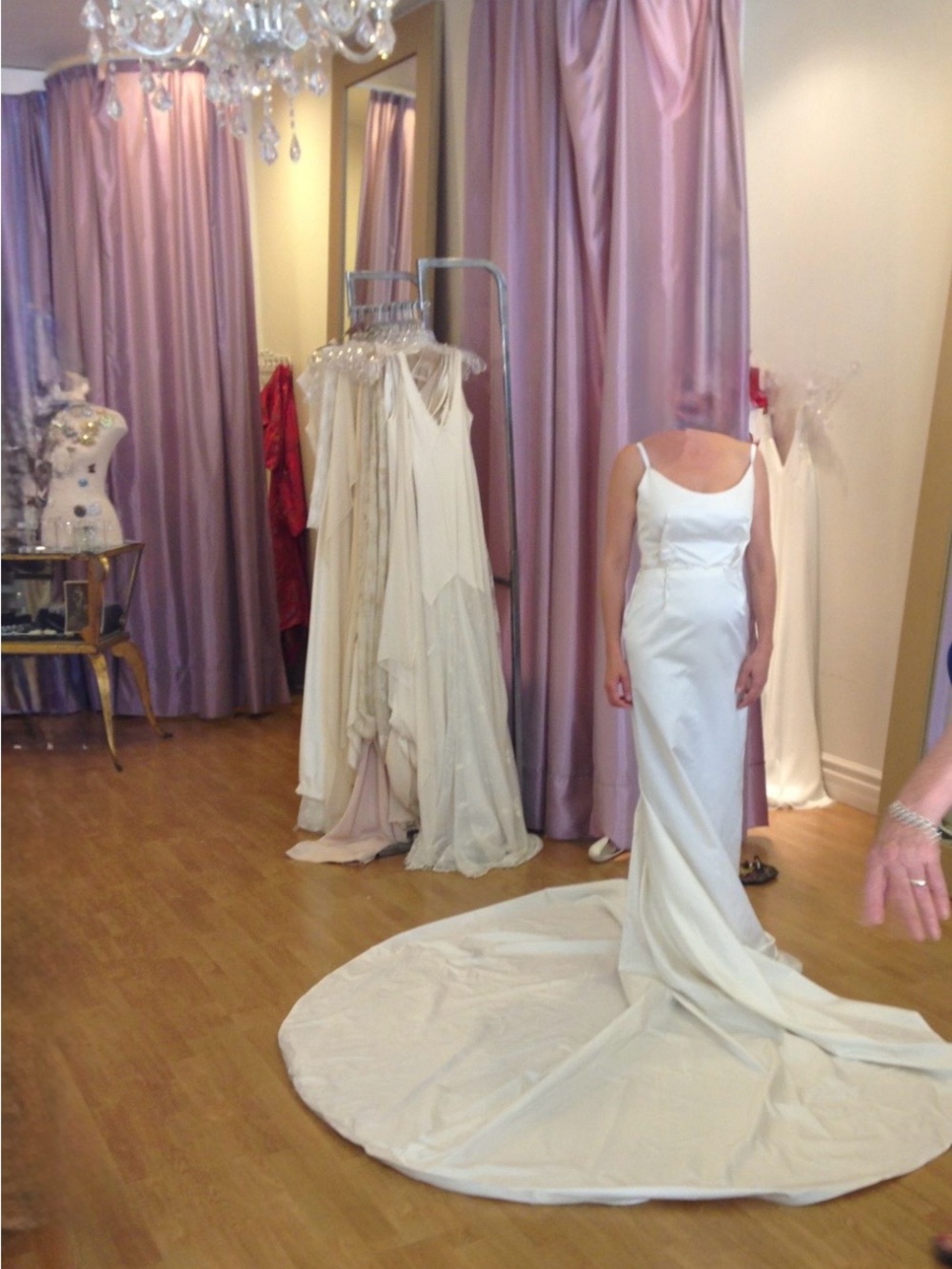 Custom Couture Lowon Pope 100% Silk Dupioni Mermaid Wedding Gown & Shawl